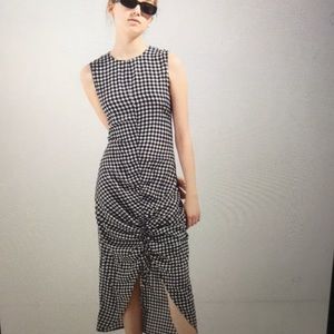 UO Cohen Checkered Cinch-Front Midi Dress M